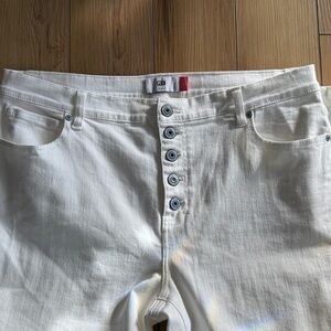 CAbi White Straight-Leg Button Fly Jeans